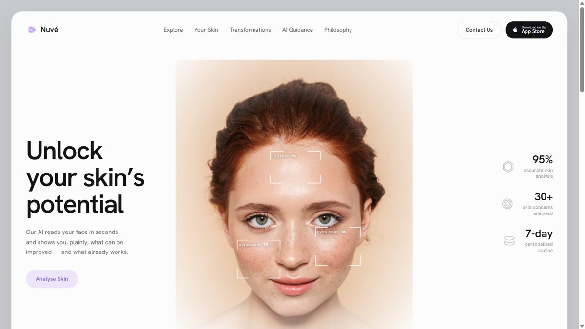 Nuvé — AI Skin Analysis — screenshot